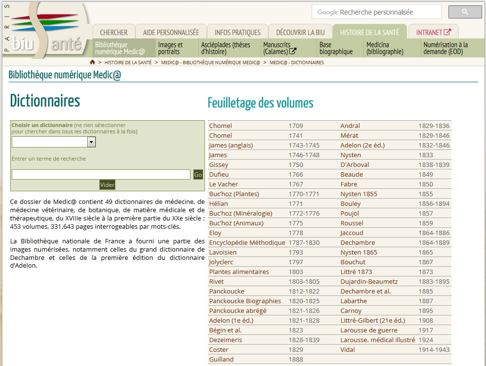 « Les dictionnaires dans Medica, état en 2019 : 453 volumes, un trésor lexicographique et scientifique » Crédits : BIU Santé (Paris)