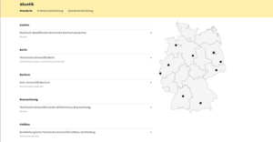 Capture d’écran d’une page du portail des disciplines rares en Allemagne : Das Portal Kleine Fächer