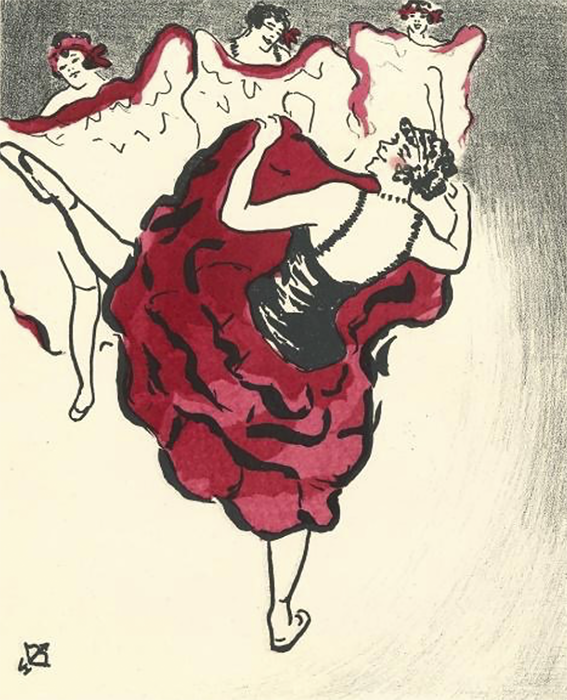 Danseuses de cancan, in Moulin Rouge, Henry-Jacques, lithographies de Van Houten, Paris : Marcel Seheur, 1925.