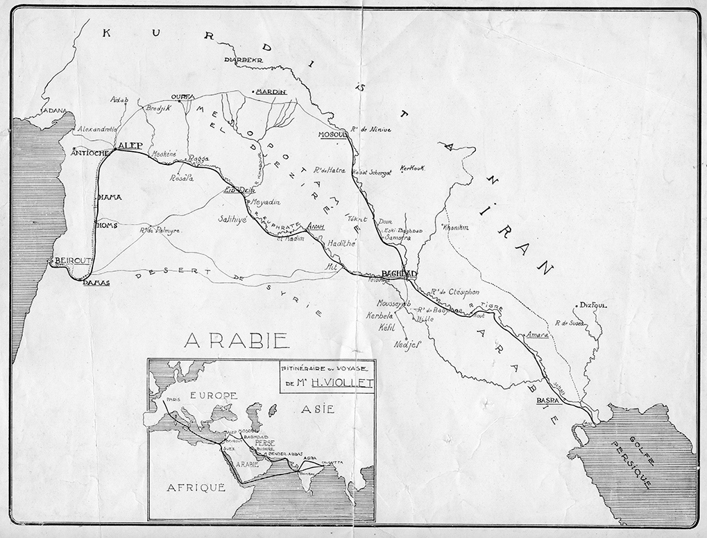 Itinéraire de voyage de M. H. Viollet. Crédits : Fonds Henry Viollet | Droits réservés CeRMI/BULAC