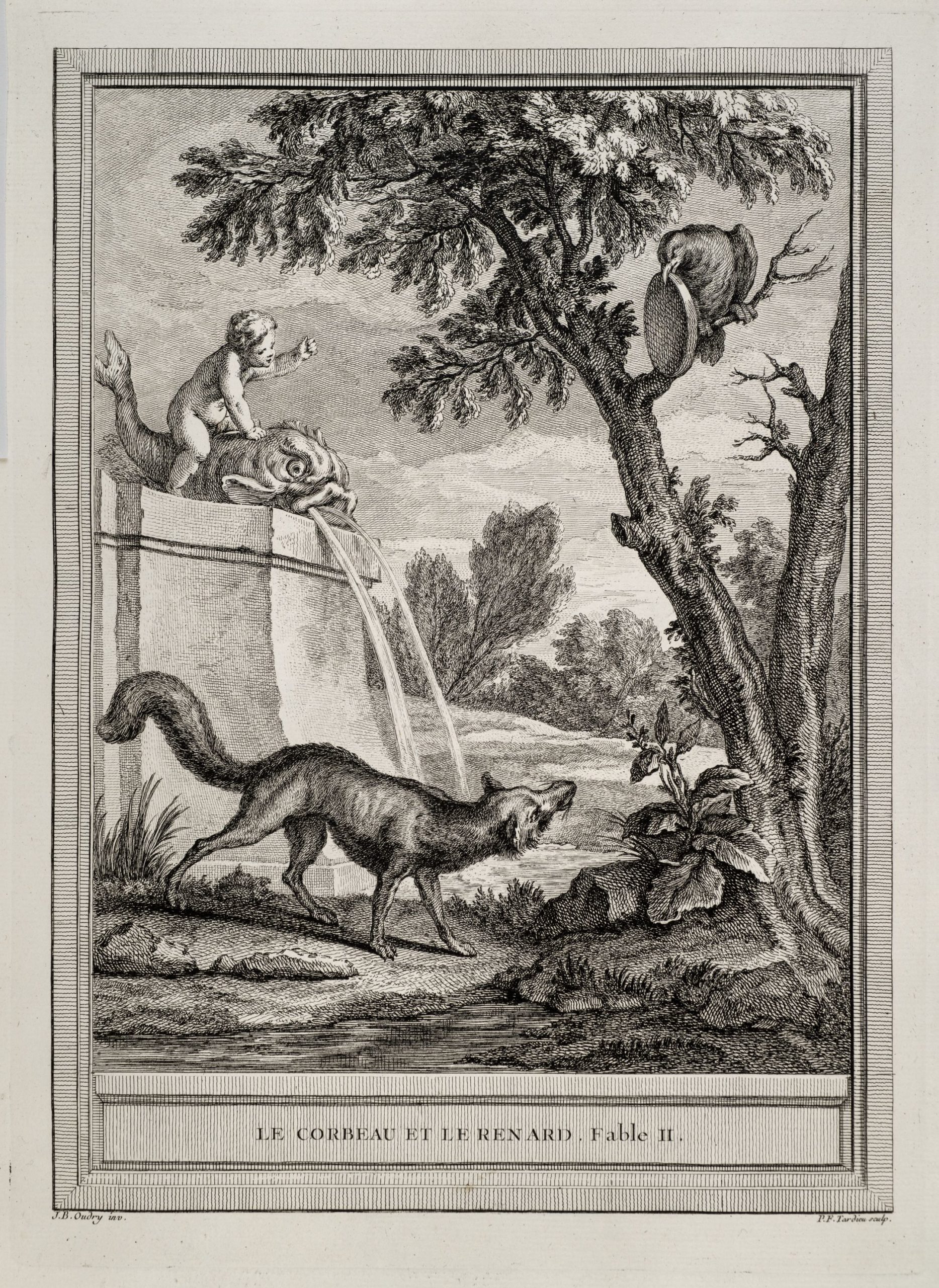 Le corbeau et le renard, J.-B. Oudry, 1755, Bibliothèque des Musées de Strasbourg.