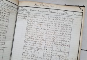 Bibliothèque de la Sorbonne, registre de prêt 1850-1854 (BIS, AAM 35, f. 189)