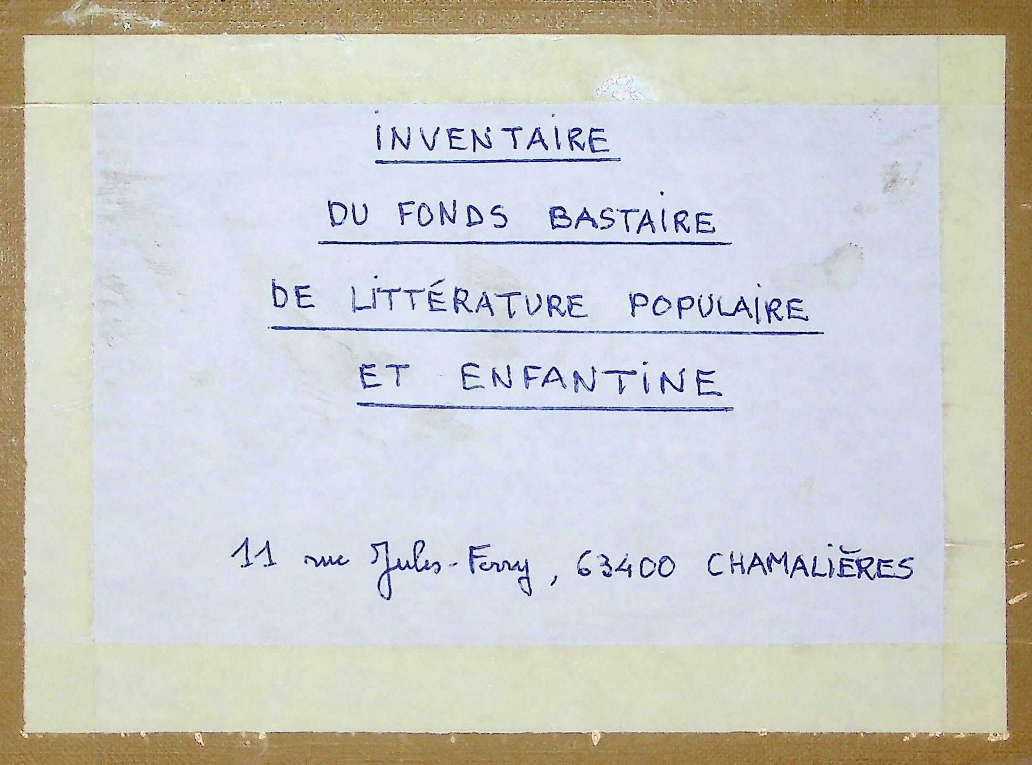 Étiquette du carton d'archives contenant l'inventaire du fonds Bastaire